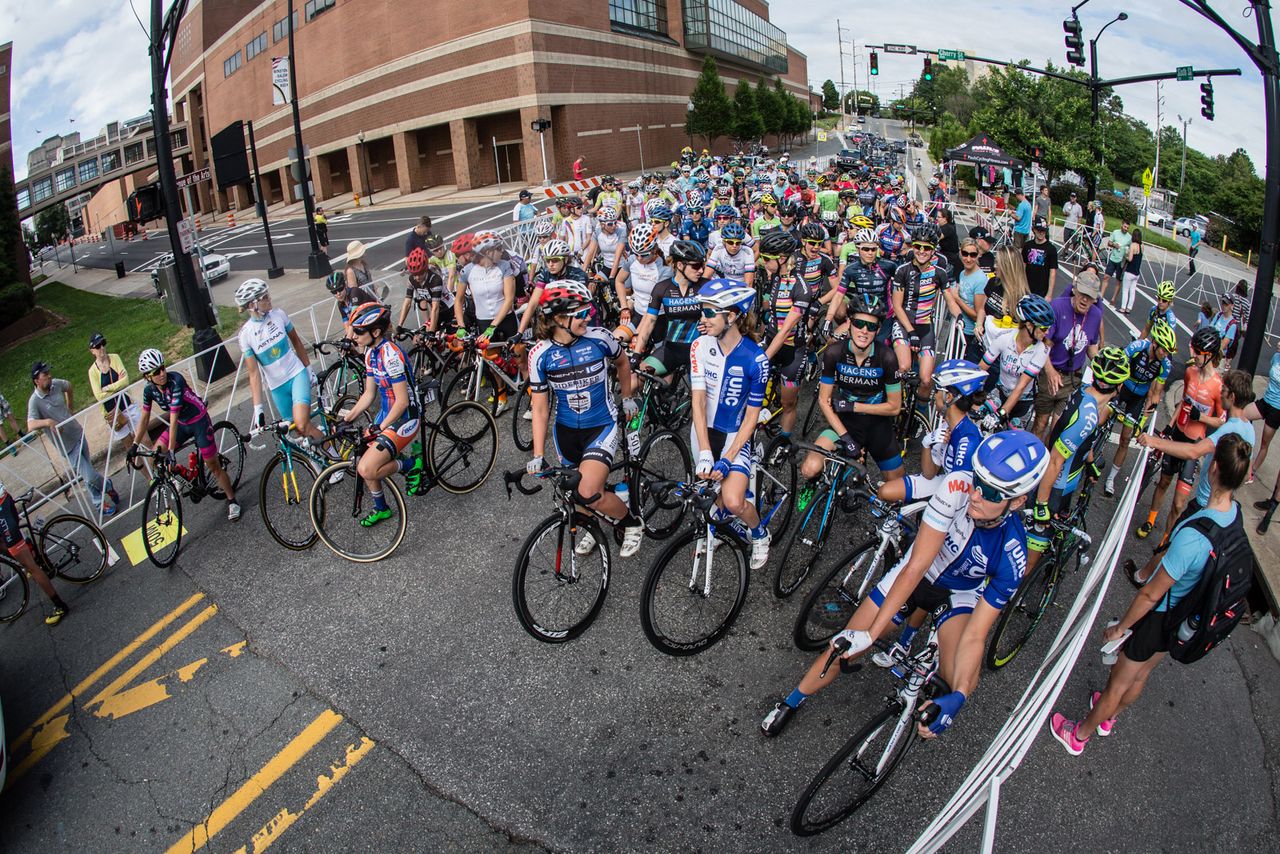 The women on the start line at the Winston-Salem Classic.