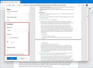 Microsoft Edge PDF advanced print settings