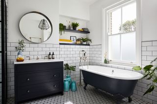 Ali and Neil Gunn gave a dated 1970s bathroom in their south east London home a monochrome makeover