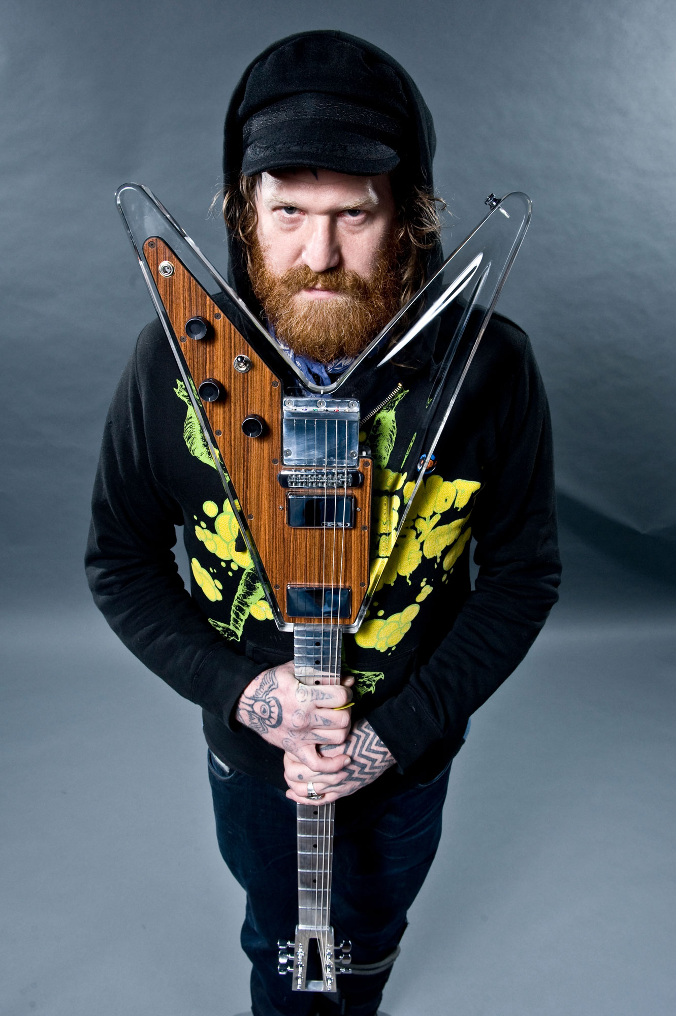 Brent Hinds of Mastodon backstage at the O2 Academy on February 5, 2012 in Bristol, England