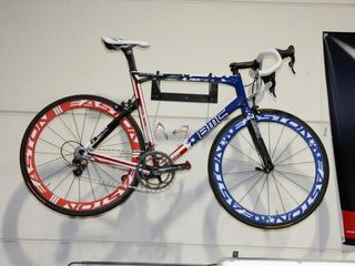 …and George Hincapie's US national championship bike on the other.