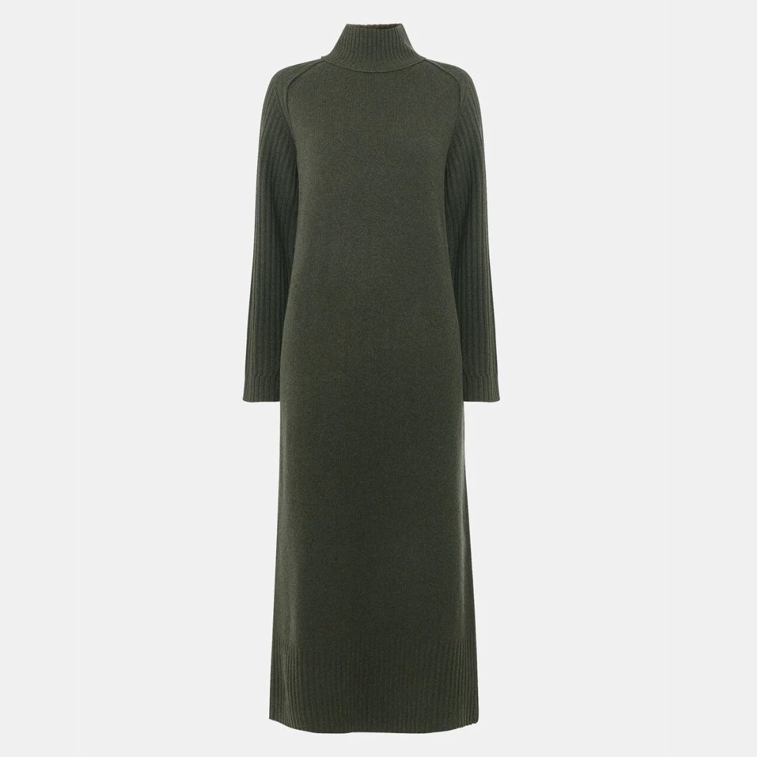 Whistles Green Funnel Neck Dress