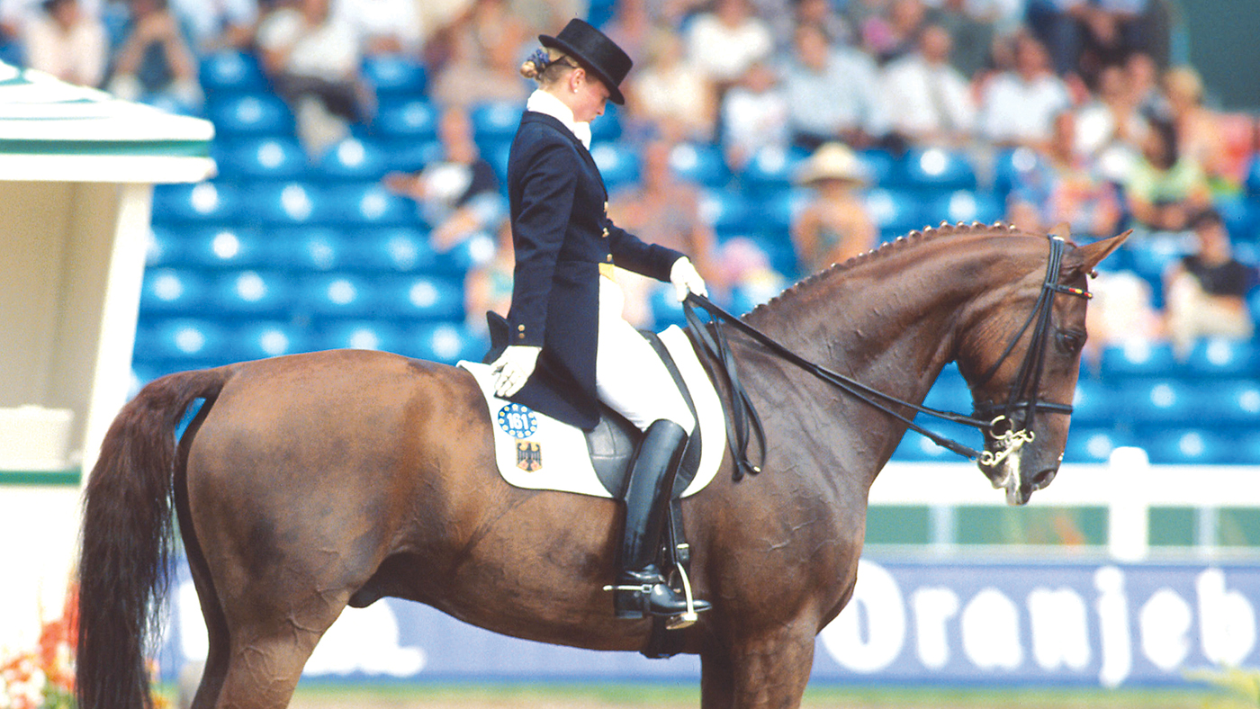 MC3RTK World Equestrian Games, The Hague, 1994, Isabell Werth (GER) riding Gigolo FRH. Image shot 1994. Exact date unknown.