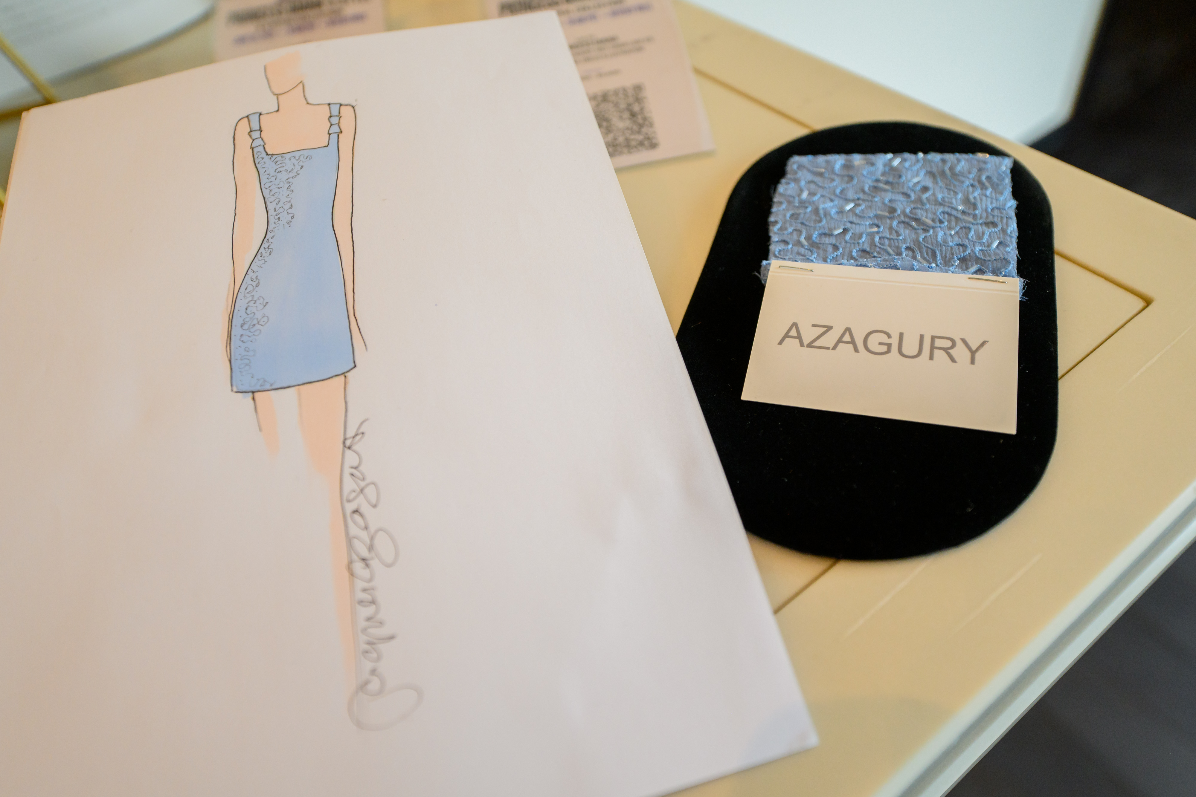 A sketch of Princess Diana's blue Jacques Azagury dress