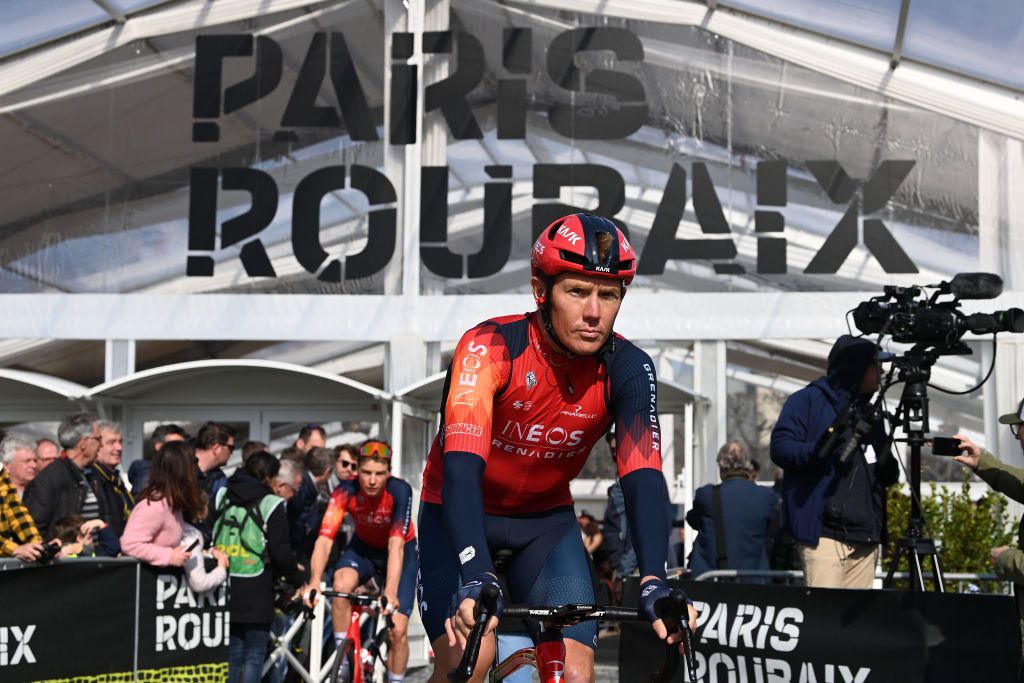 Cameron Wurf before the start of the 2023 edition of Paris-Roubaix