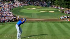 Rory McIlroy of Northern Ireland hits his tee shot on the 14th hole during the third round of the 96th PGA Championship at Valhalla Golf Club on August 9, 2014