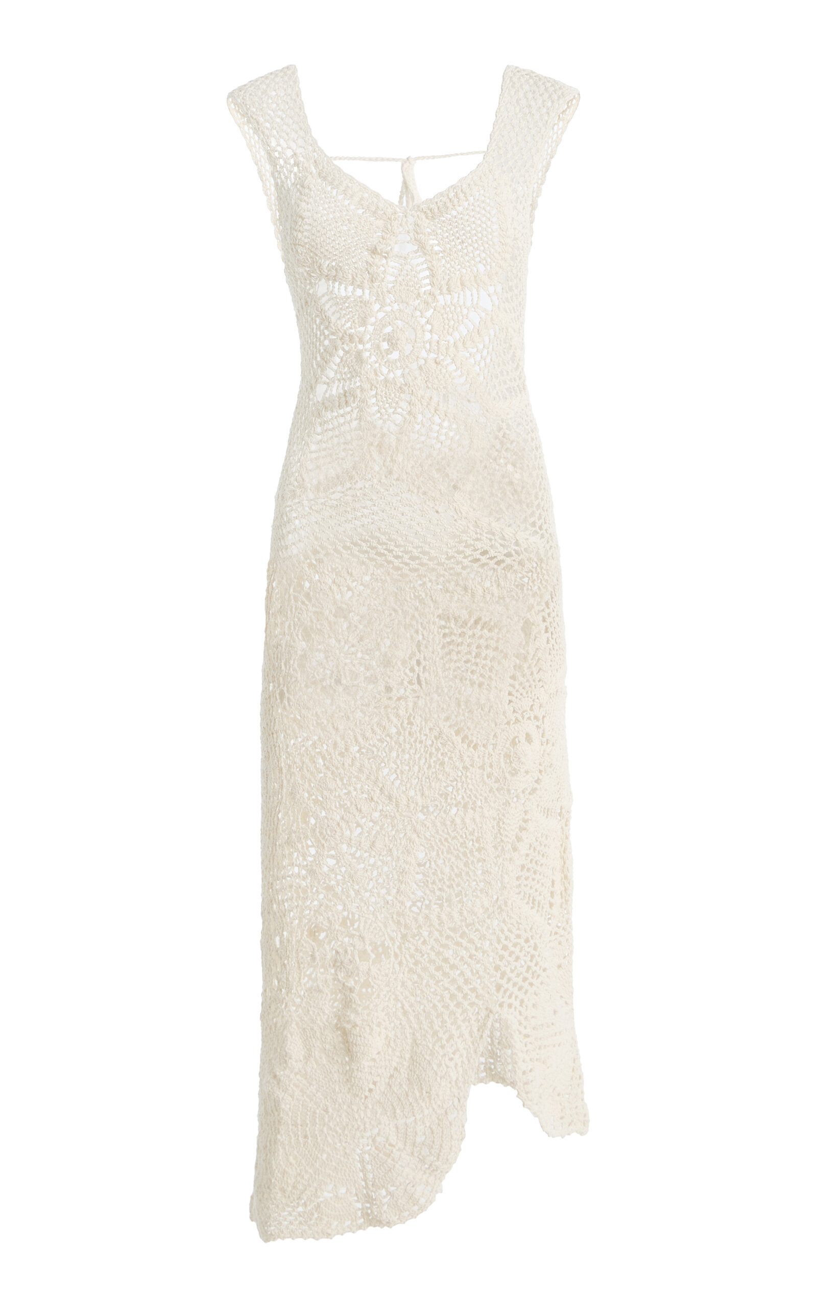Crochet Asymmetrical Cotton Midi Dress