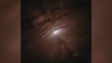 A ring of dusty material surrounding this black hole may be casting its shadow into space, astronomers say.