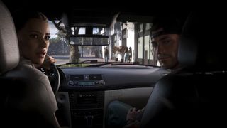 Lucia and Jason sit inside one of the GTA 6 new cars