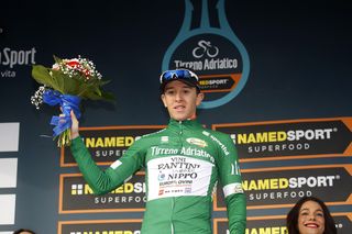 Nicola Bagioli (Nippo Vini Fantini) in the mountain jersey at stage 2 of Tirreno-Adriatico