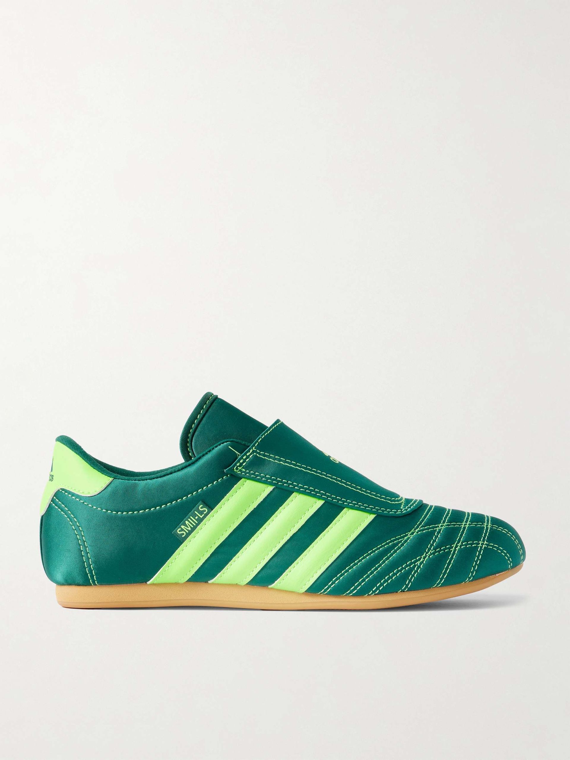 Taekwondo Striped Leather-Trimmed Satin Sneakers