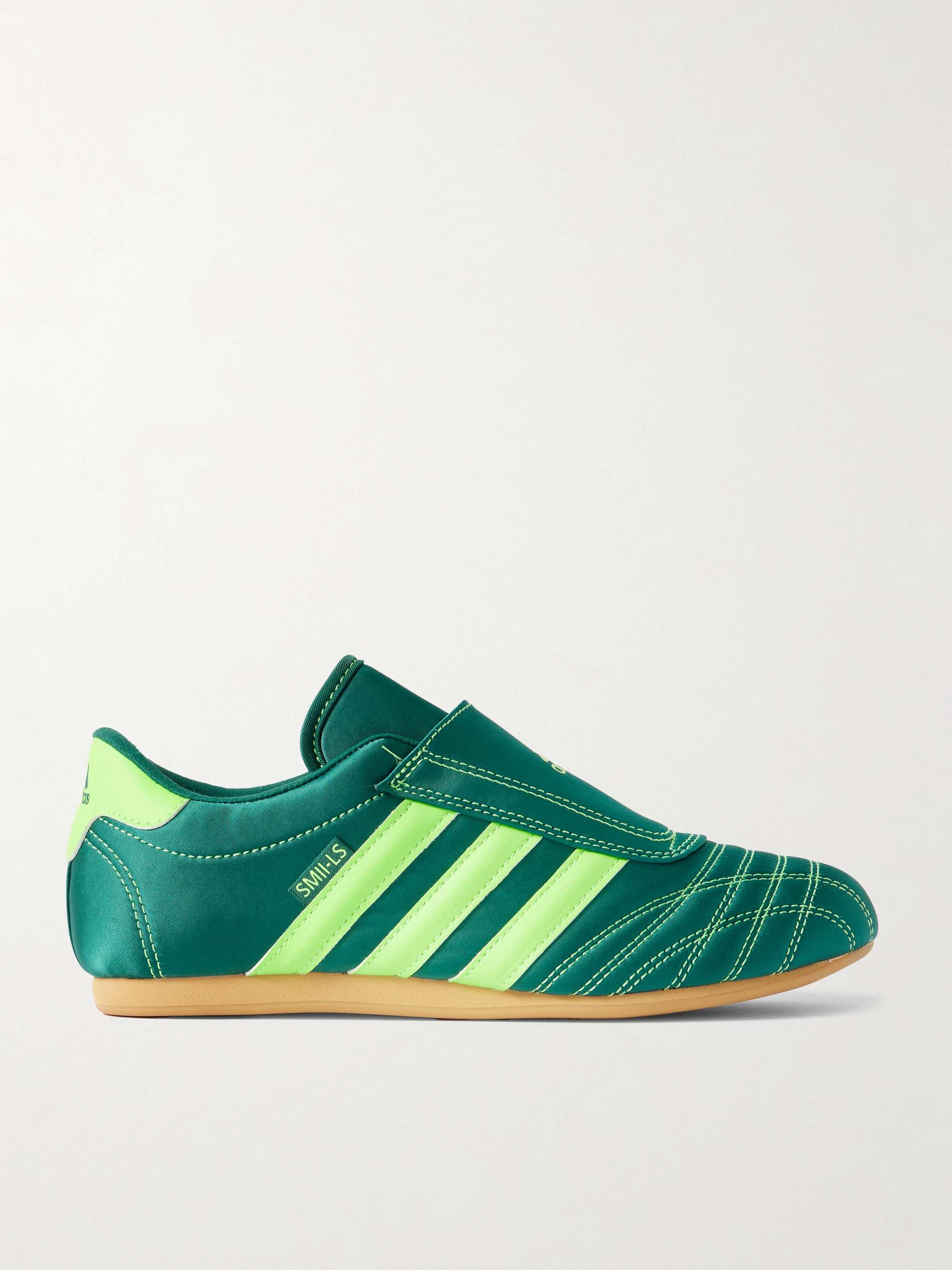 Taekwondo Striped Leather-Trimmed Satin Sneakers
