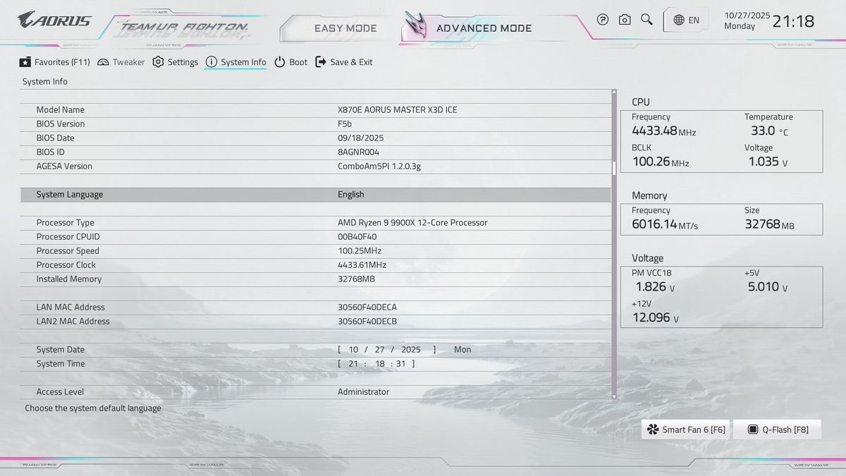 Gigabyte X870E Aorus Master X3D Ice