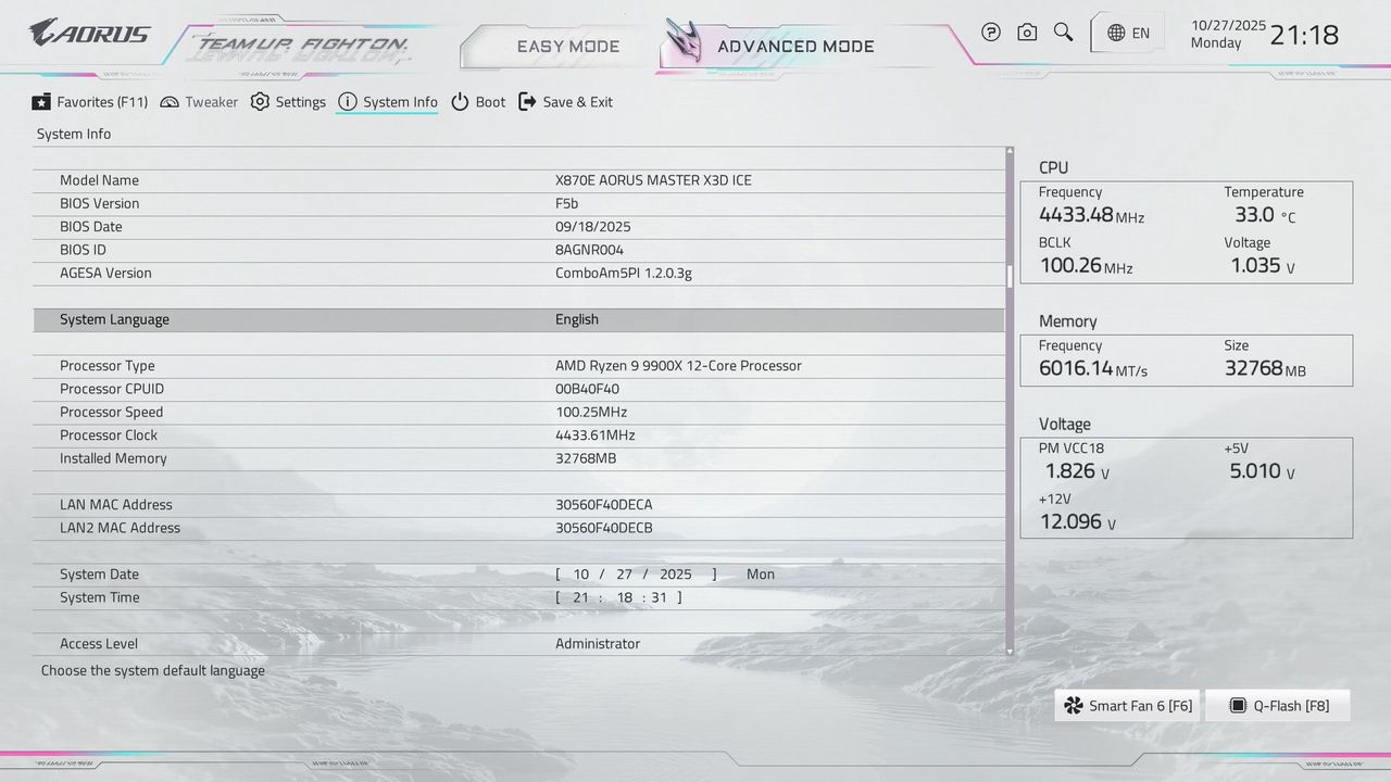 Gigabyte X870E Aorus Master X3D Ice