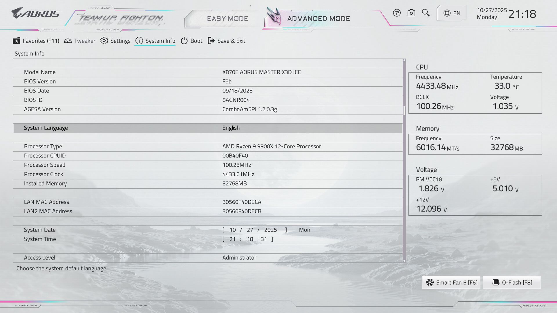 Gigabyte X870E Aorus Master X3D Ice