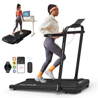 Mobvoi Home Treadmill Se 3 in 1 Foldable Treadmill for Home Walking Pad 2.5 Hp Compact Portable Folding Under Desk Running Walking Machine With Remote Control Led Display for Home Office 12 Km/h