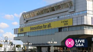 View of the facade of the Berlin Congress Palace announcing the IFA trade fair in Germany on August 24, 2026. 
