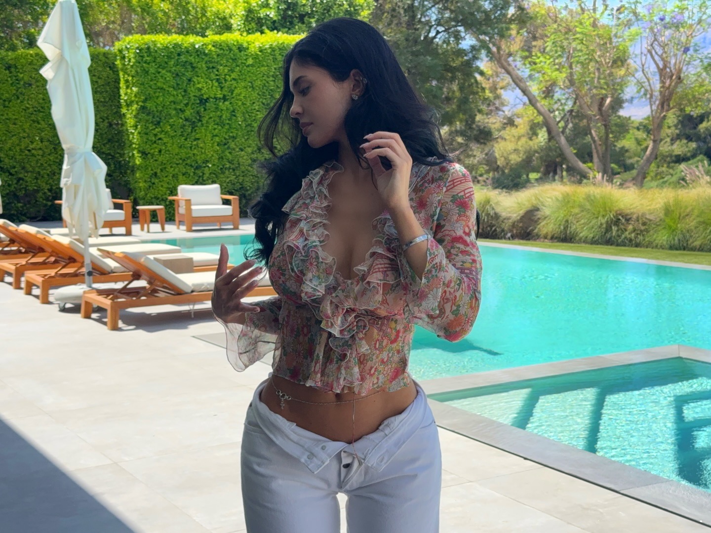 Kylie Jenner wears a vintage floral top ahead of Coachella 2026.