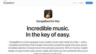 Website screenshot for Apple GarageBand