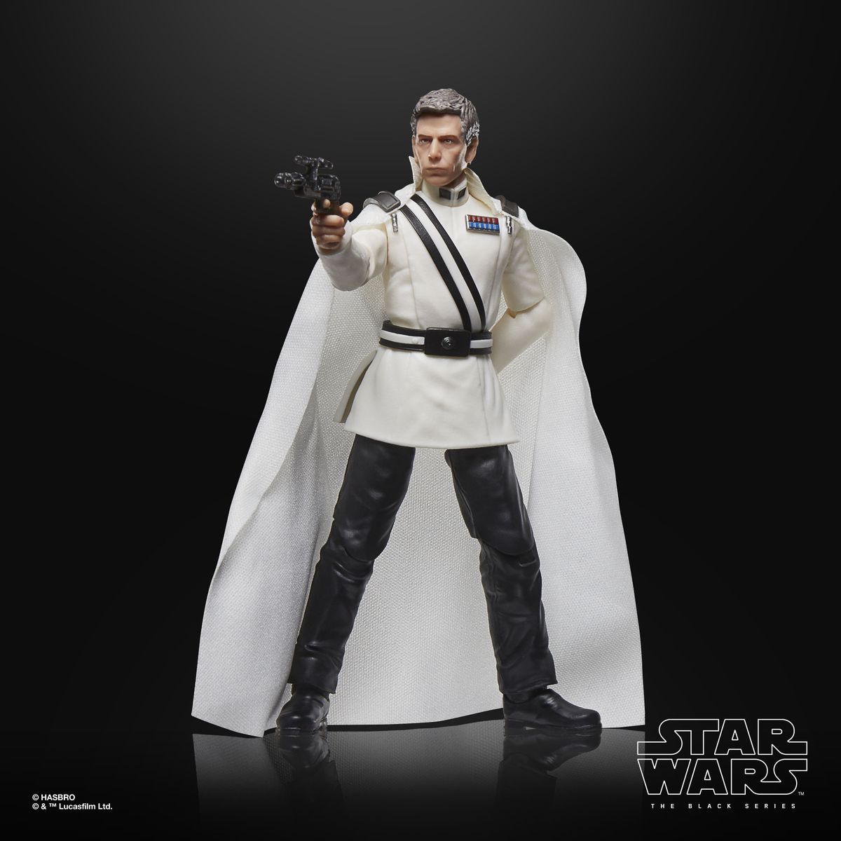 Director Krennic Star Wars action figure pointing a blaster out of frame