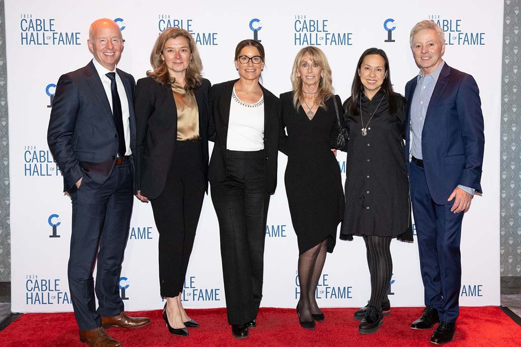(From l.): Chris McCumber, former president, USA Network; Liz Mahaffey, former EVP, consumer insights, NBCUniversal; Cheryl Rosenbloom, EVP of global HR, NBCUniversal News Group; inductee Bonnie Hammer, vice chairman, NBCUniversal; Christy Shibata, CFO, cable entertainment, NBCUniversal; and Cory Shields, former EVP, communications, NBCU Cable Entertaiment.