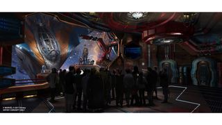 Concept art for the "Galaxarium" area of "Guardians of the Galaxy: Cosmic Rewind," a new roller coaster coming to Epcot.