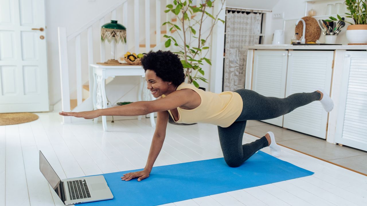 Woman doing bird dog pose