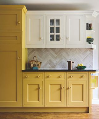 kitchen with yellow cabinetry