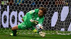 Netherlands' goalkeeper Tim Krul saves a penalty