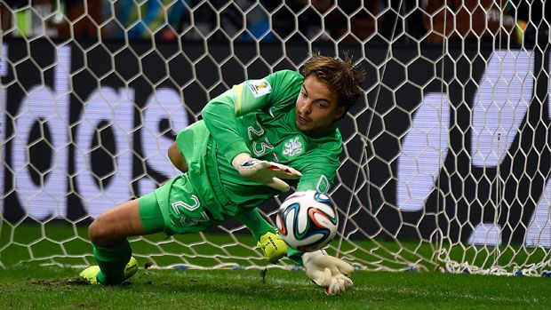 Netherlands&amp;#039; goalkeeper Tim Krul saves a penalty