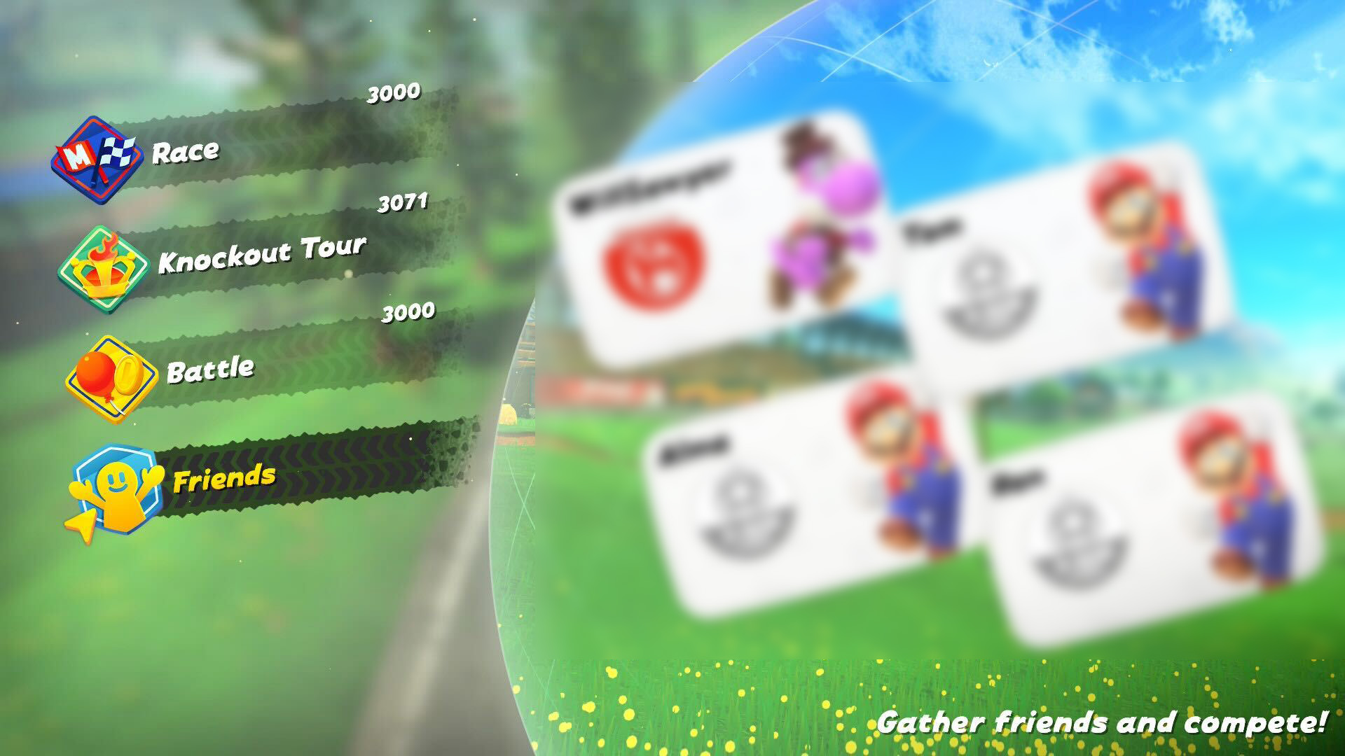 The Mario Kart World online menu
