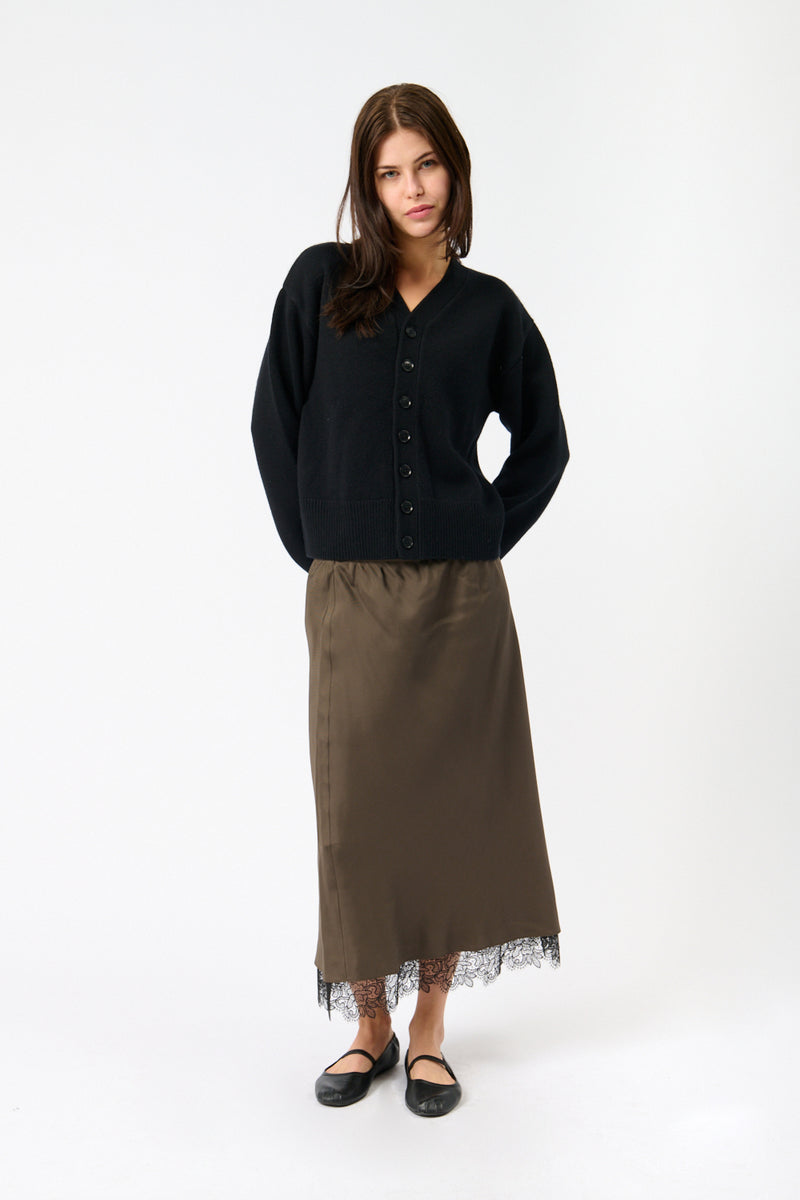 R&amp;oacute;he Lace-Trimmed Silk Skirt - 40 Fr