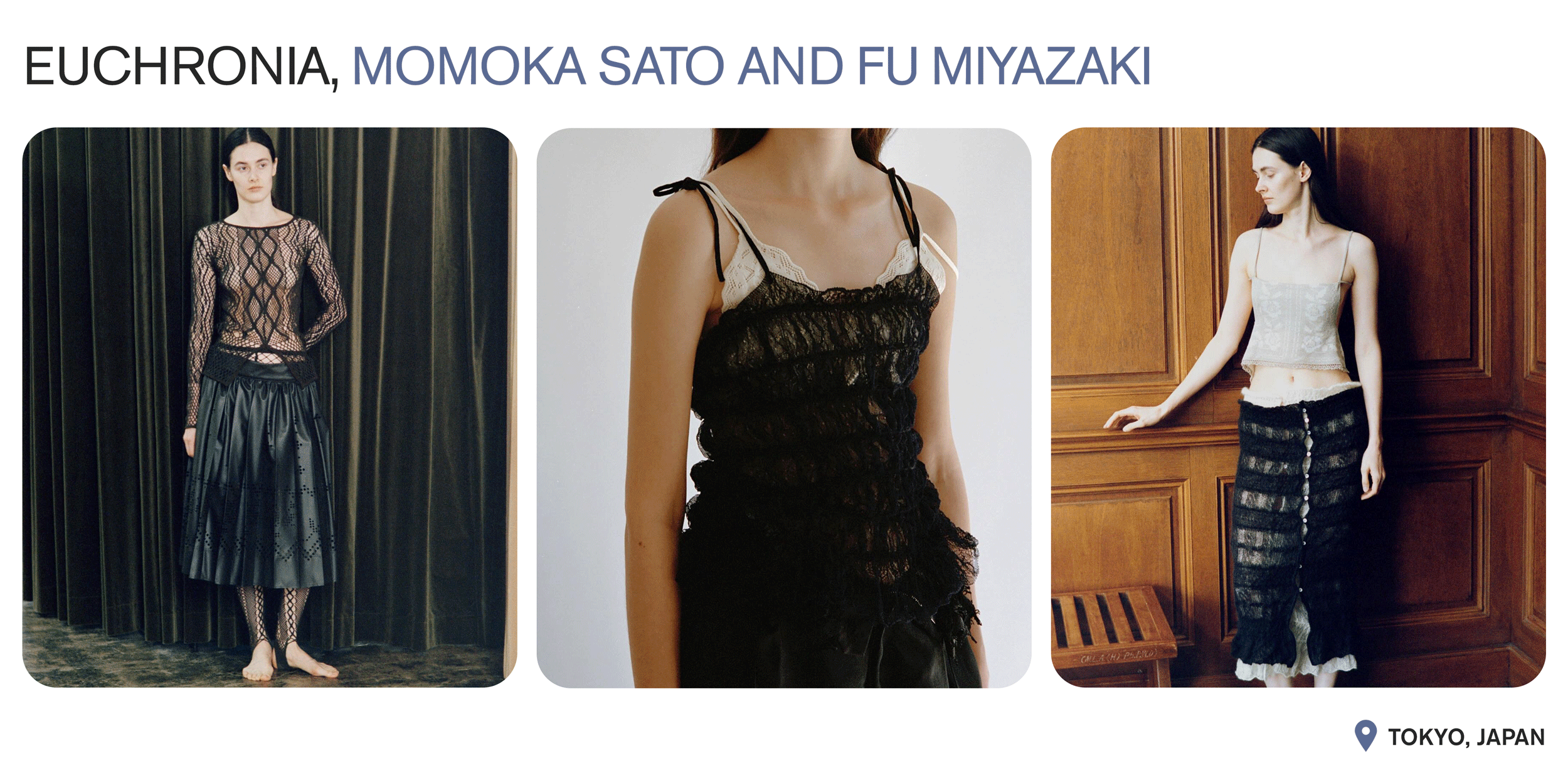 A gif of models wearing clothing from Euchronia.