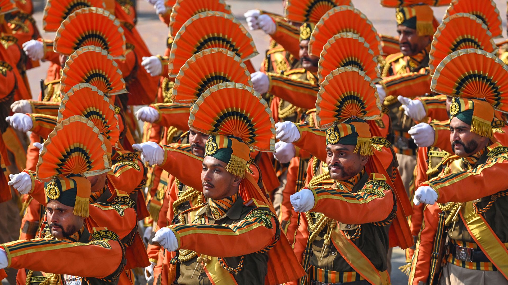 
                                Indo-Tibetan Border Police on parade during India's 77th Republic Day festivities in New Delhi
                            
