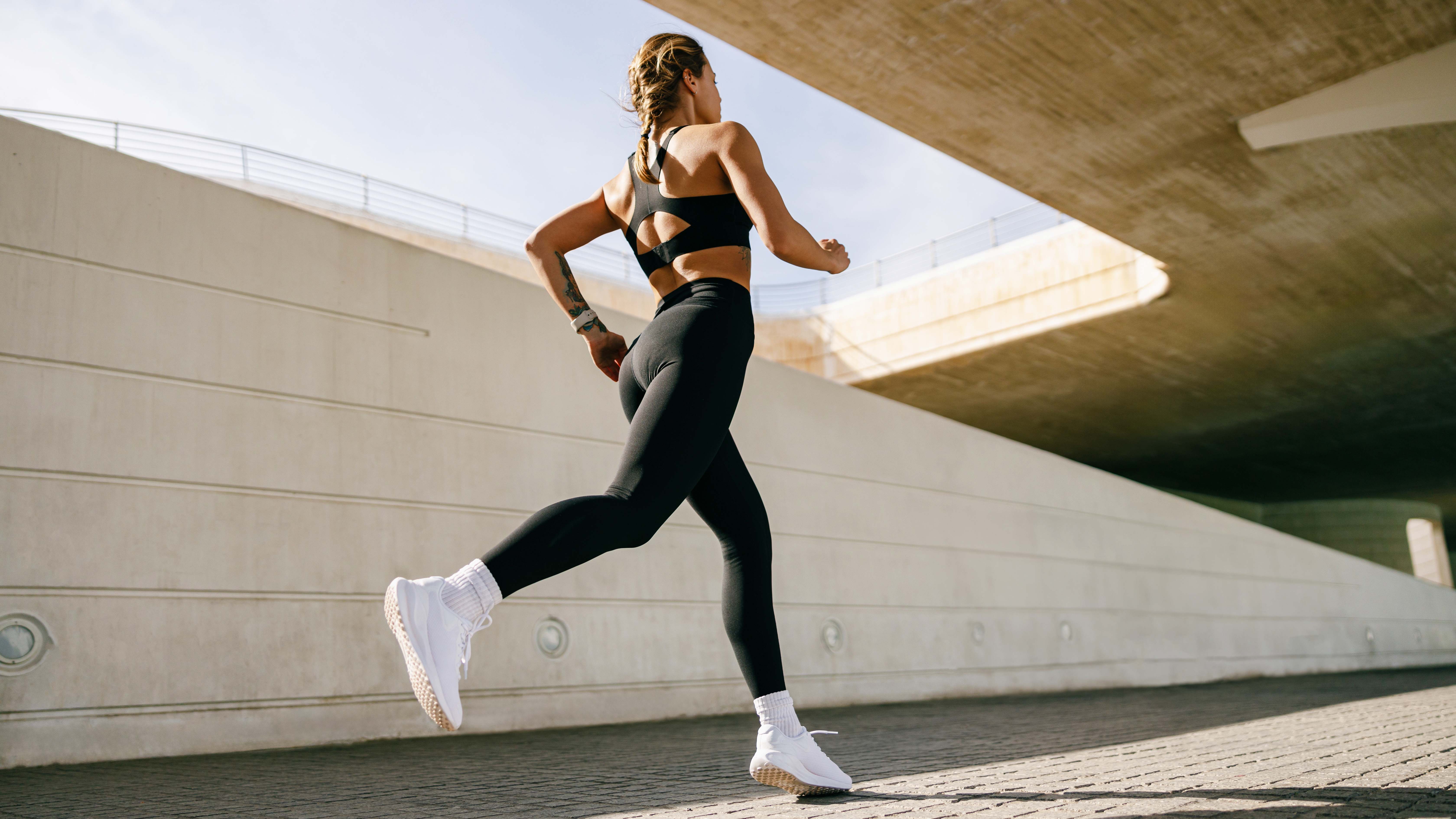 a photo of a woman running 