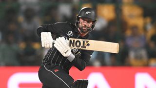  Devon Conway of New Zealand plays a shot during the ICC Men's Cricket World Cup India 2023