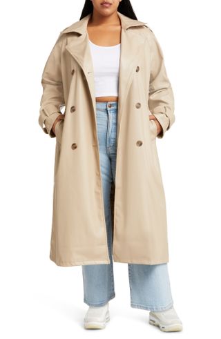 Curve Faux Leather Trench Coat