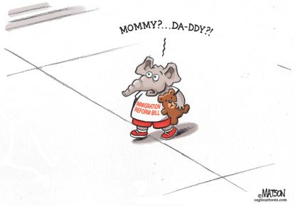 Political Cartoon U.S. Immigration reform bill Republicans GOP family separation policy