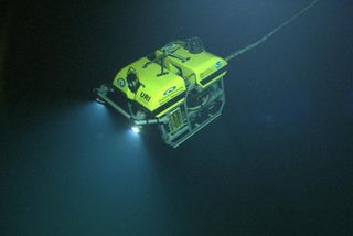 Little Hercules ROV descends down to the summit of the Kawio Barat submarine volcano.