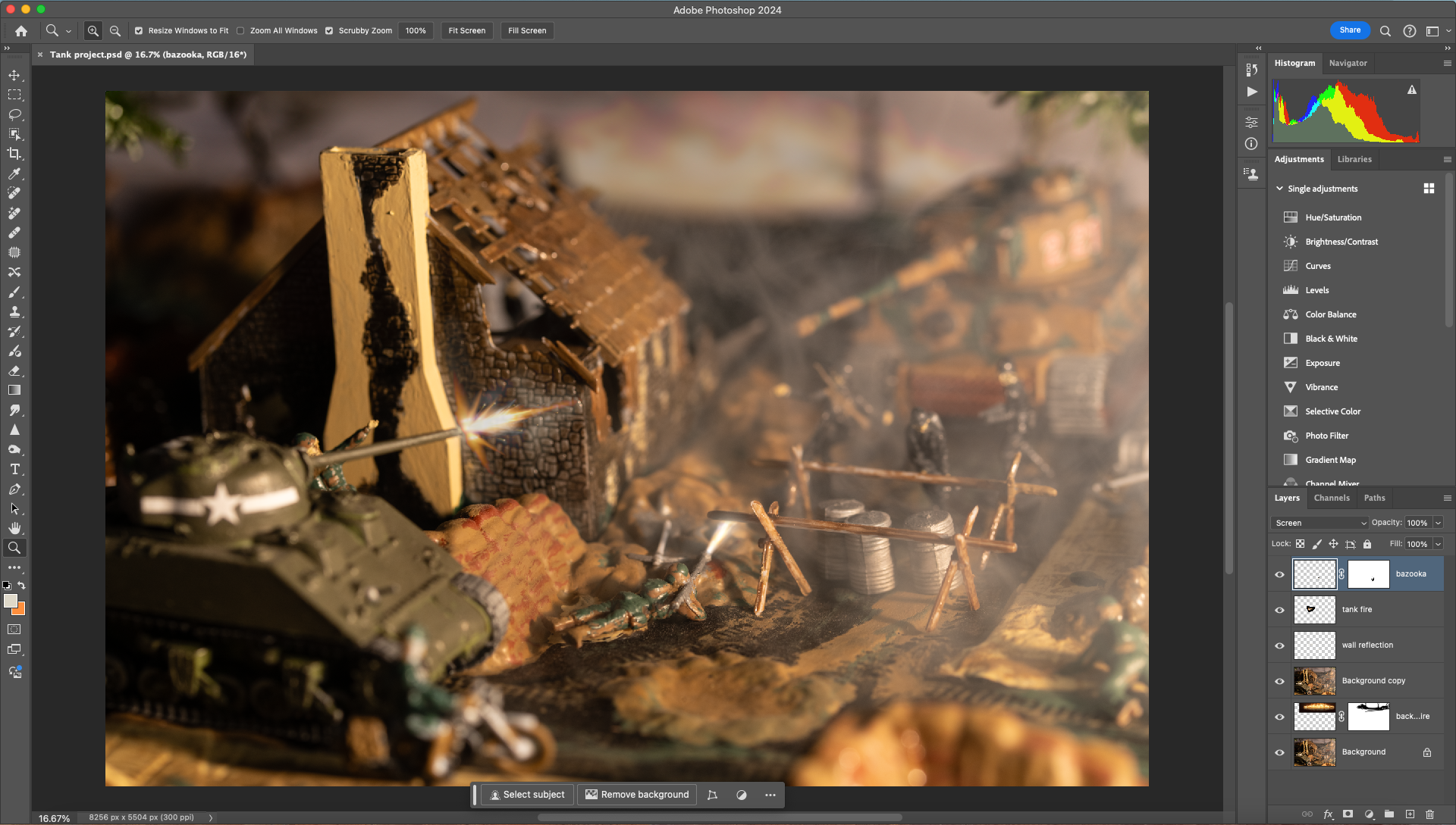 Adding weapon effects and background detail in Photoshop