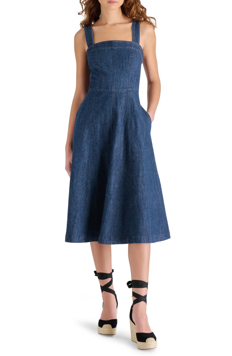 Dolly Denim Fit & Flare Midi Dress