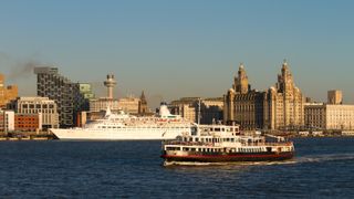 cruise ship docked in Liverpool