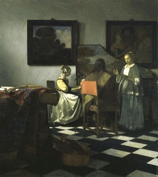 Dutch artist Johannes Vermeer left only a few dozen paintings behind after his death. One of them was "The Concert," stolen in the Gardner heist. According to the museum, this is the most valuable stolen painting in the world. This painting alone is estimated to be worth $200 million. It measures about 27 inches by 25 inches (69 cm by 63 cm) and depicts three musicians at work.
