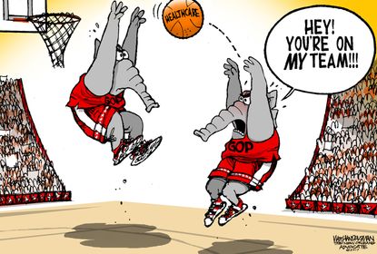 Political Cartoon U.S. Healthcare GOP NCAA Basketball Republicans