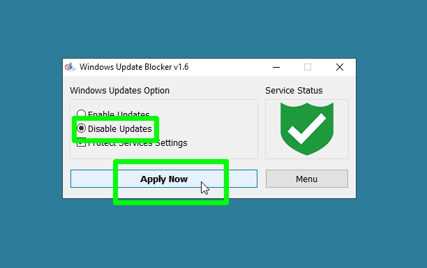 How to disable automatic updates from Windows Update Blocker