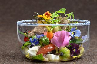 An edible, floral creation of Chris Oberhammer, head chef at Restaurant Tilia