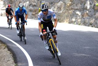 ANDORRELAVIEILLE ANDORRA JULY 11 Jonas Vingegaard of Denmark and Team JumboVisma White best young jersey during the 108th Tour de France 2021 Stage 15 a 1913km stage from Cret to AndorrelaVieille Col de Beixalis 1796m LeTour TDF2021 on July 11 2021 in AndorrelaVieille Andorra Photo by Tim de WaeleGetty Images