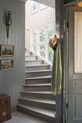 stairs In a Swedish traditional summer home on an island