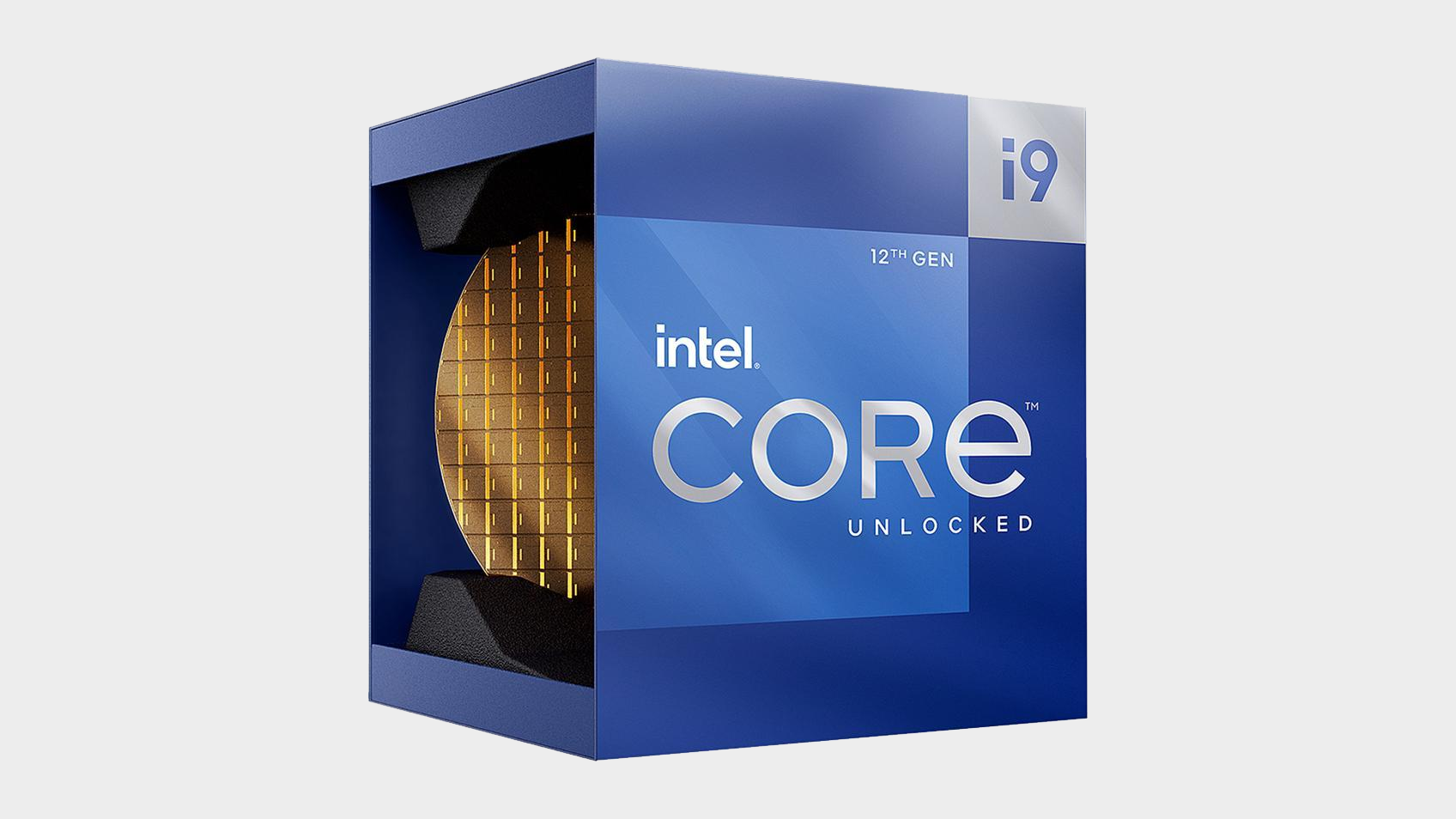 Intel Core i9 12900K packaging on grey background