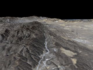 Created with NASA data, this image shows a segment of the San Andreas Fault in California, a tectonic boundary between the North American and Pacific plates.